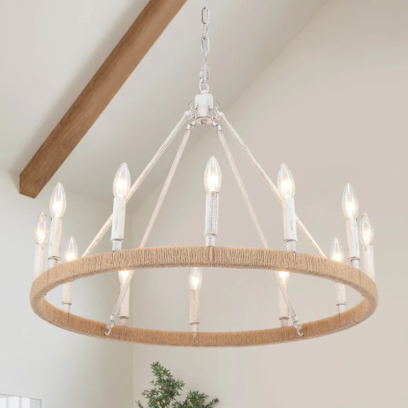 Loene 12 - Light Dimmable Kitchen Island Wagon Wheel Chandelier | Wayfair North America