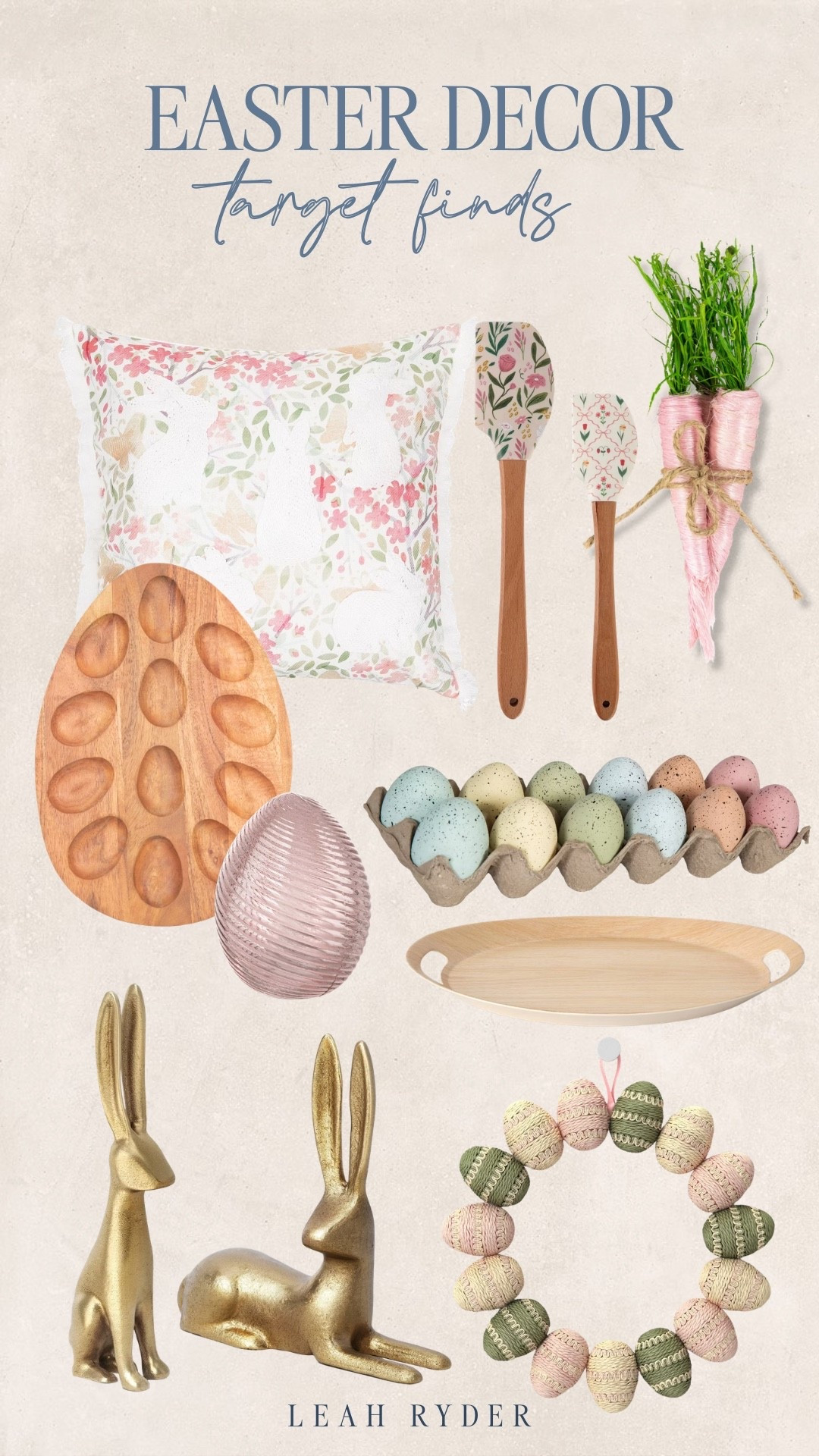 These Easter decor finds from Target feature soft pastels, bunny accents, and charming spring details perfect for seasonal decorating. Floral pillows, wooden serveware, pastel eggs, and sweet bunny figurines create a warm and welcoming Easter display. Mix these pieces into your dining table, kitchen, or entryway for an easy spring refresh. Simple Easter decor like this adds a festive touch while keeping your home light, cozy, and seasonal.

#LTKHome #LTKSeasonal
