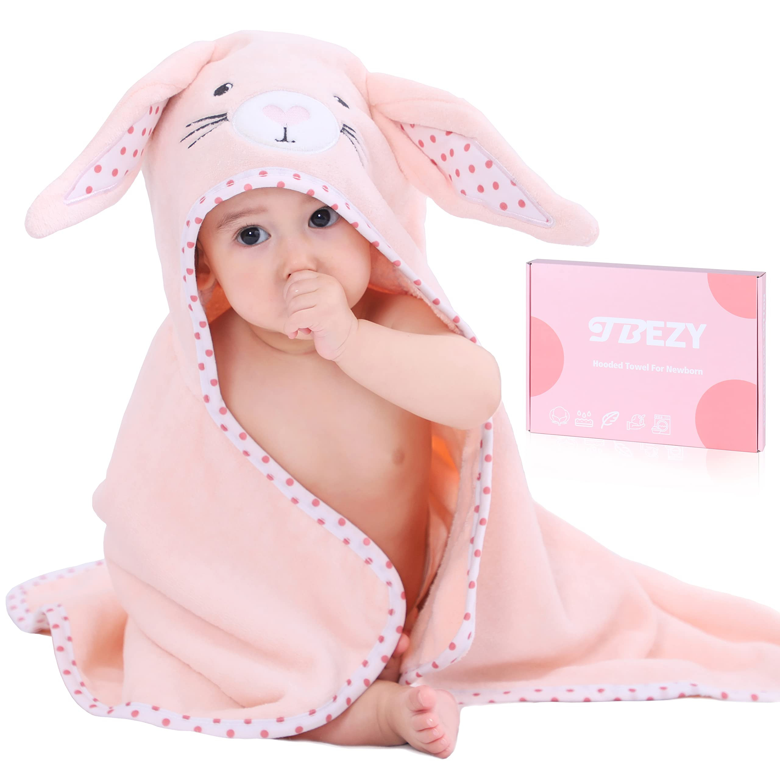 Baby Hooded Towel with Unique Animal Design Ultra Soft Thick Cotton Bath Towel for Newborn (Bunny... | Amazon (US)