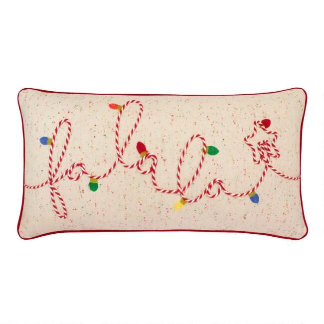 Fa La La Embroidered Lumbar Pillow | World Market