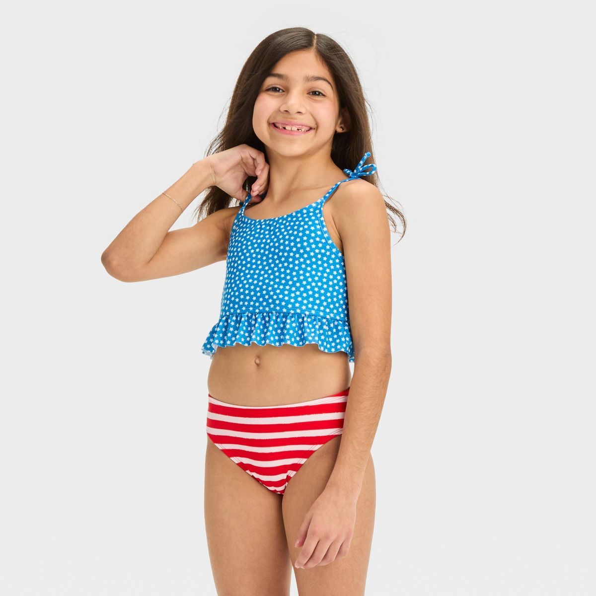 Girls' Star Bright and Striped Midkini Set - Cat & Jack™ XXL | Target