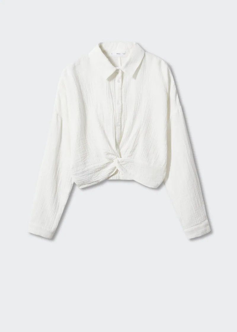 Textured blouse with knot detail -  Women | Mango United Kingdom | MANGO (UK)