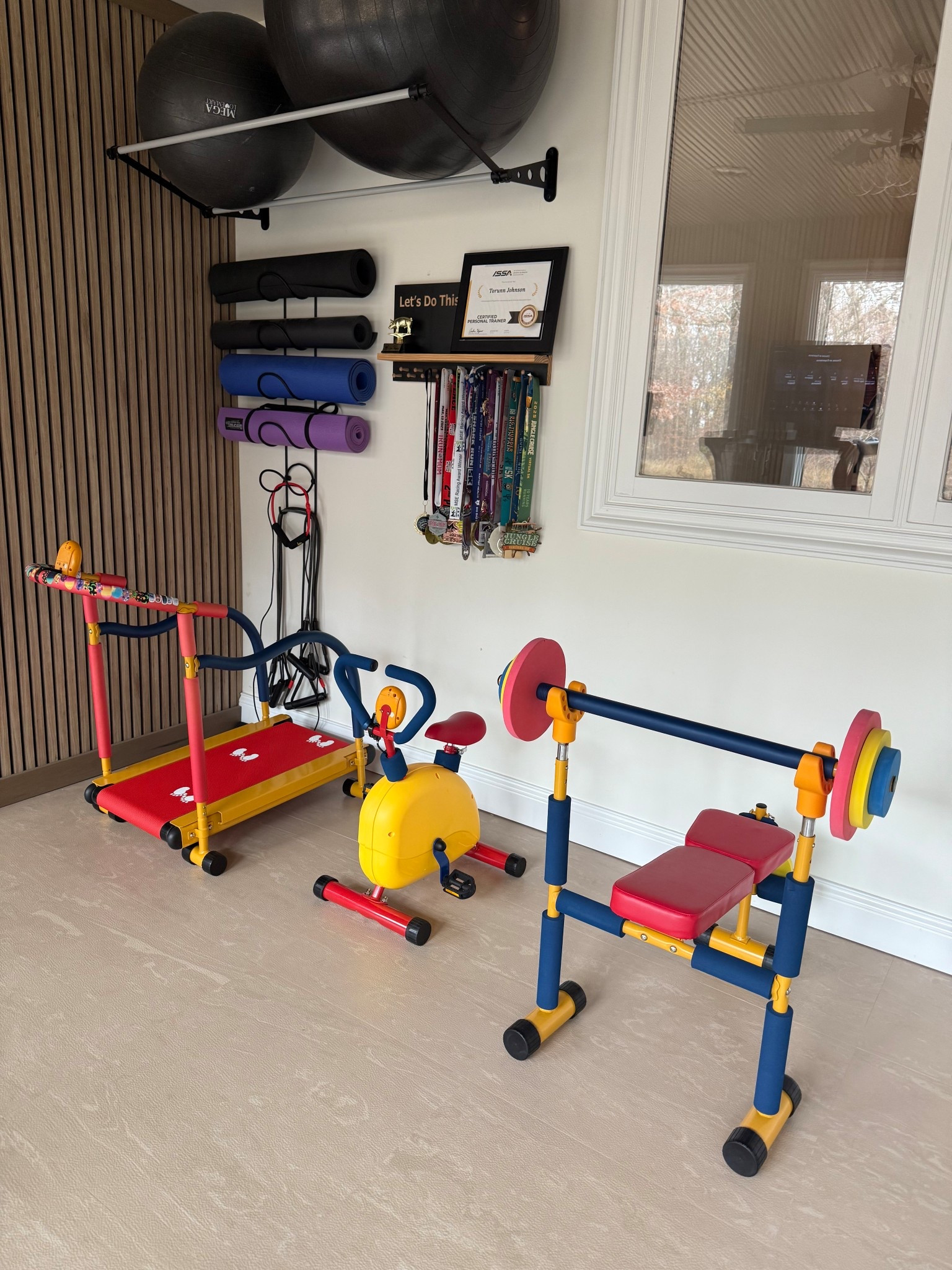 Kids workout equipment. Play toys. Kids gym. Kids treadmill. Kids bike. Kids bench  
