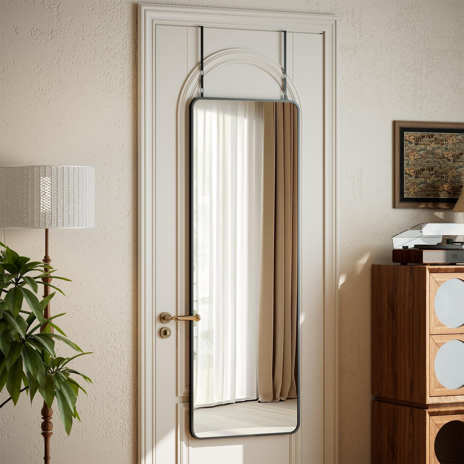 VooBang 14"x48" Full Length Over The Door Mirror - Aluminum Alloy Frame Full Body Mirror with Hei... | Amazon (US)