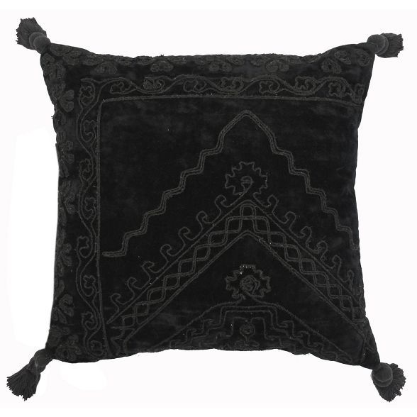 Square Velvet Embroidered Pillow Black - Opalhouse™ | Target