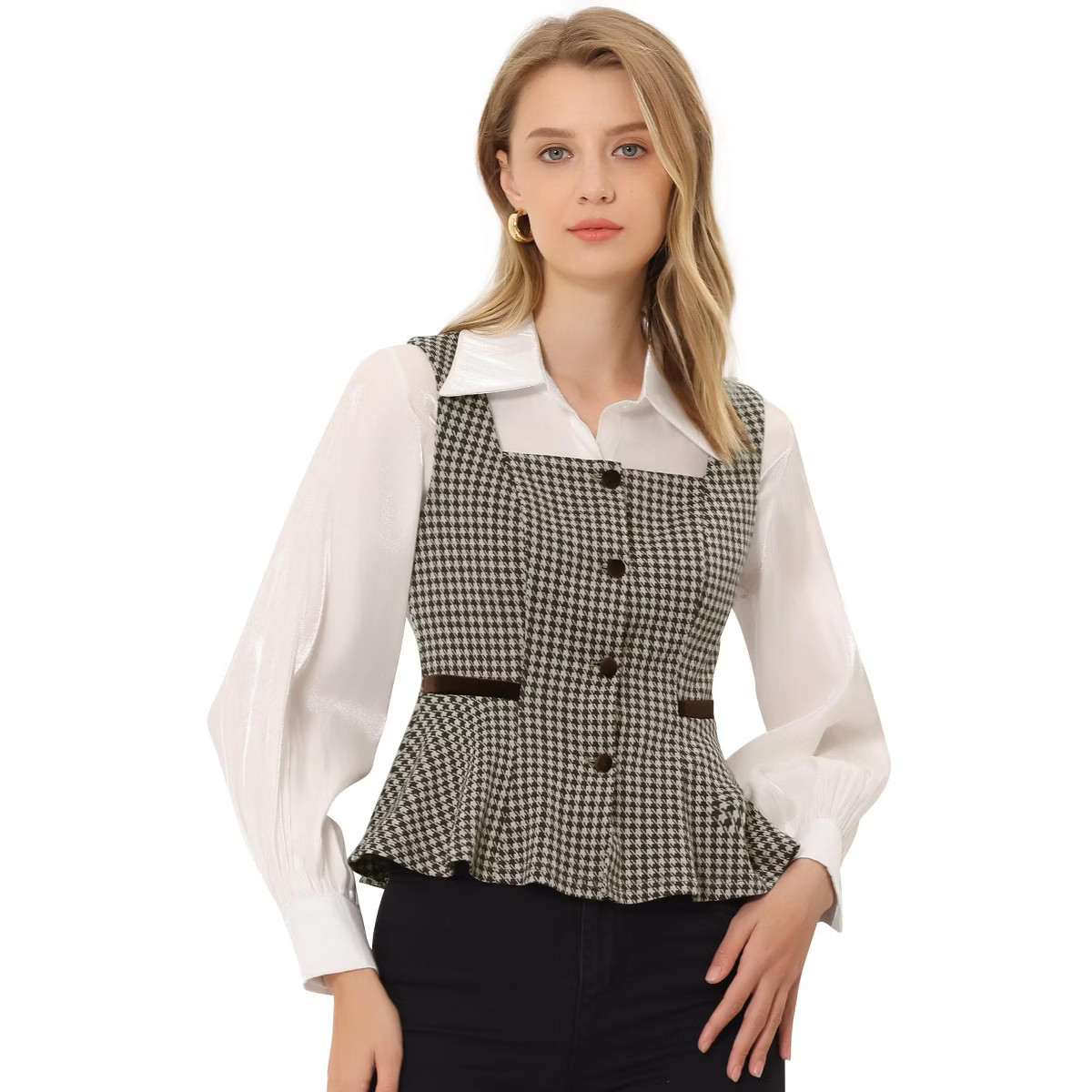 Allegra K Women's Vintage Peplum Hem Button Racerback Dressy Waistcoat Vest | Target