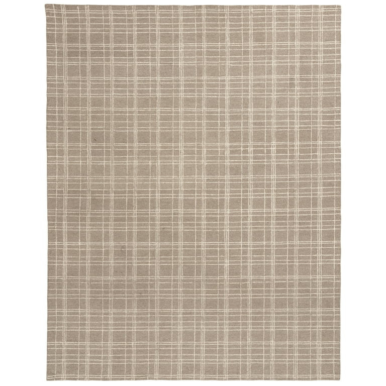 Better Homes & Gardens Beige Plaid Wool Indoor Area Rug, 7'10"x9'10" | Walmart (US)