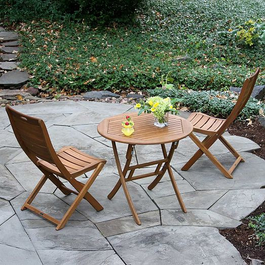 Aldenry Eucalyptus Outdoor Folding Bistro Table (30") | West Elm (US)