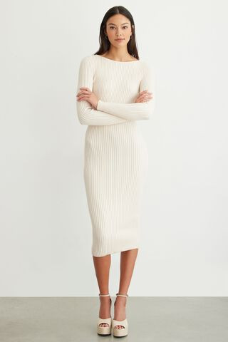 Long Sleeve Ribbed Sweater Dress | Dynamite Clothing