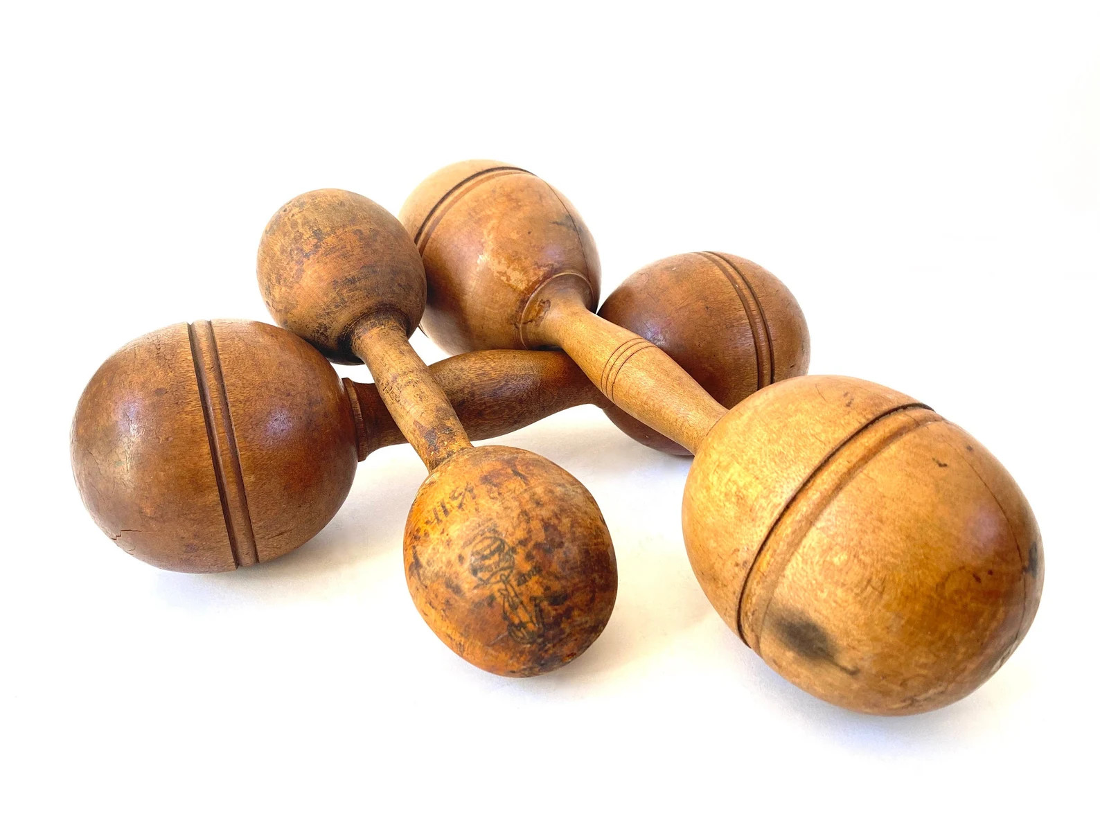 Antique Wooden Dumbbell Set, Vintage Sports Decor | Etsy (Global)