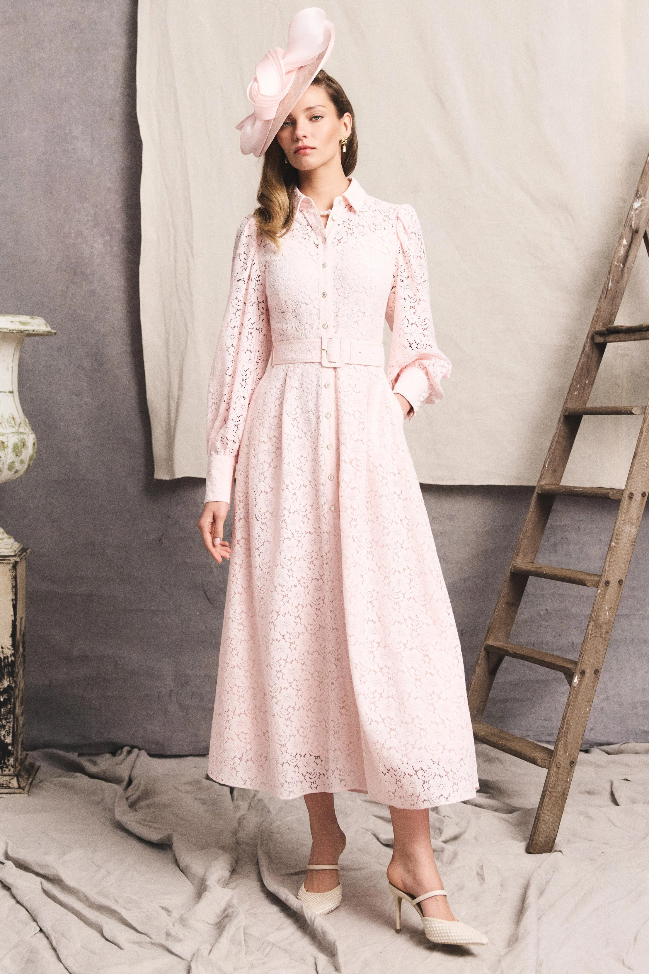 Iona Lace Dress (Blush) | Holland Cooper