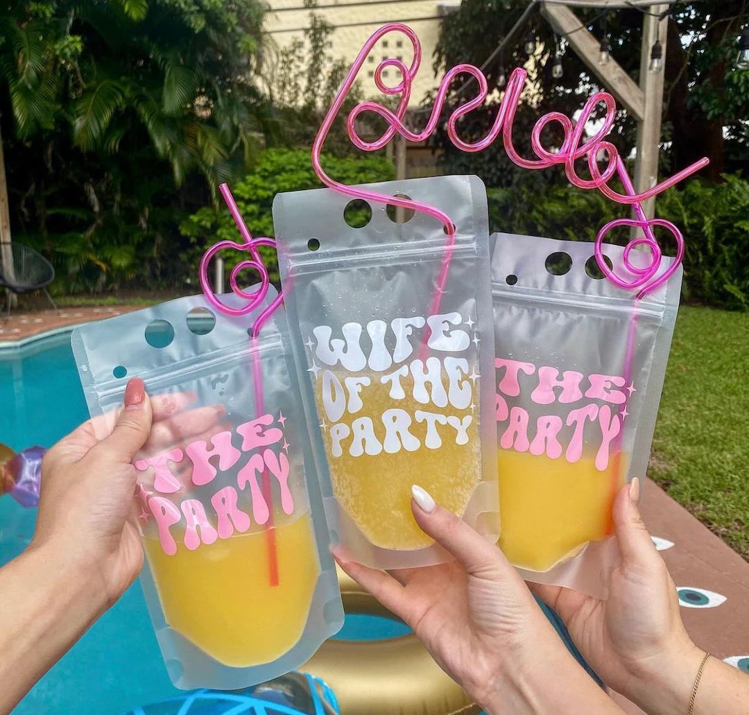 Wife of the Party Bachelorette Drink Pouches Bride Party - Etsy | Etsy (US)