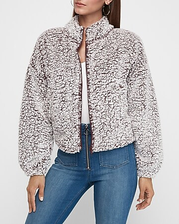 full zip sherpa sweatshirt | Express