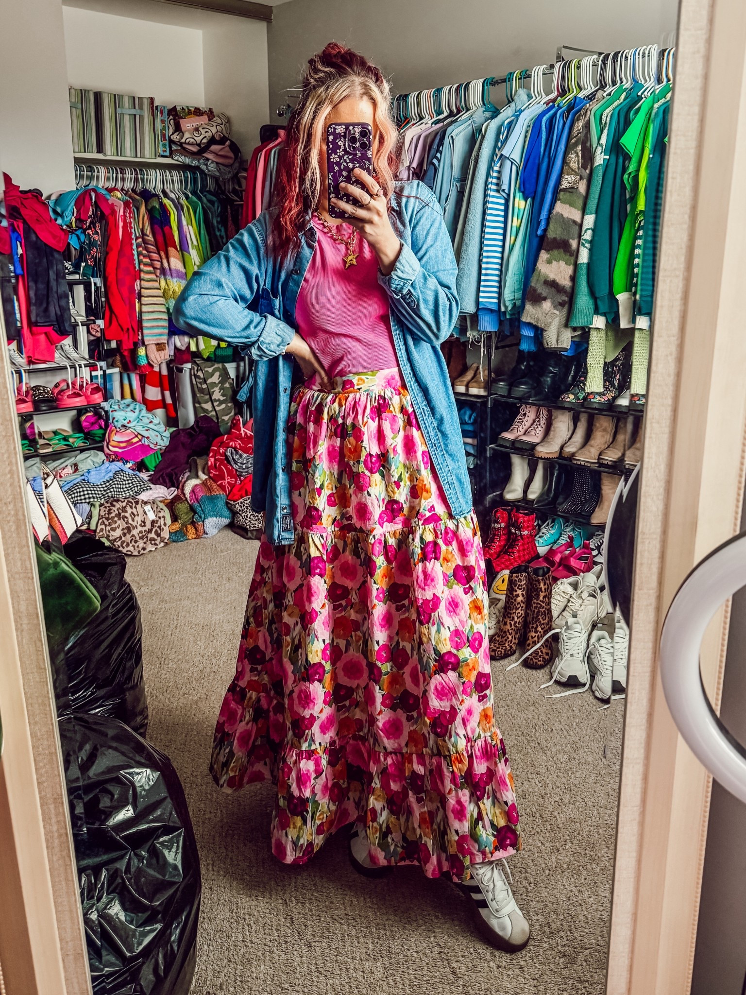 Today’s ootd 
Tee - medium - old navy 
Chambray top - medium - Abercrombie (old) 
Skirt - medium - shop the mint 
Necklace - Amazon 
Shoes - adidas
Earrings - Maurice’s 

#LTKPetite #LTKSeasonal #LTKootd