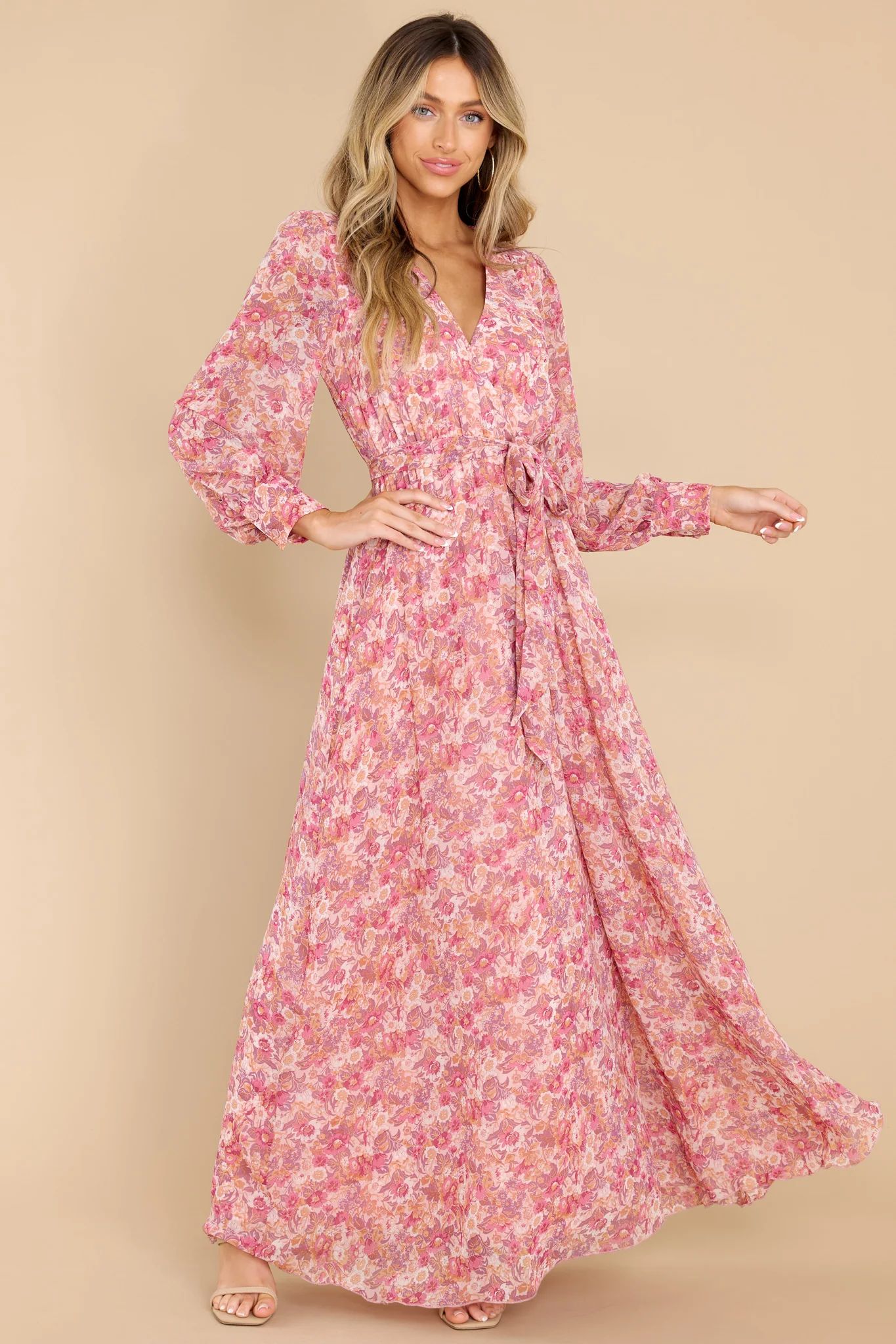 No Love Lost Pink Floral Print Maxi Dress | Red Dress 