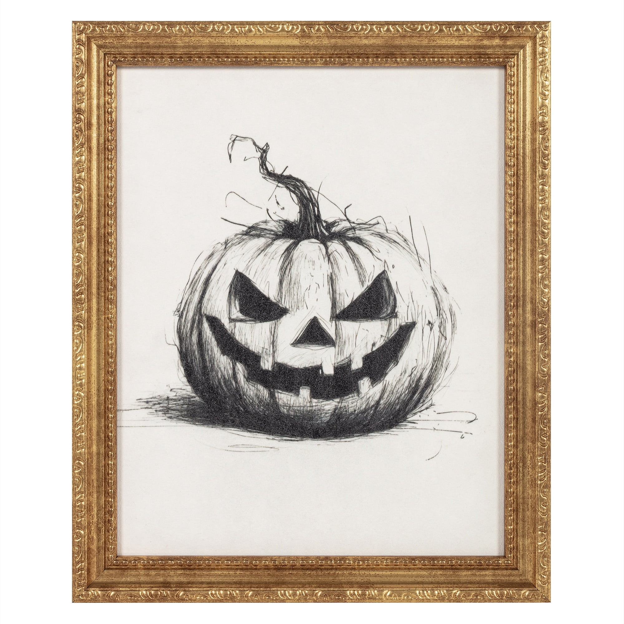 My Texas House Framed Halloween Black and White Pumpkin Art Print 9x11 | Walmart (US)
