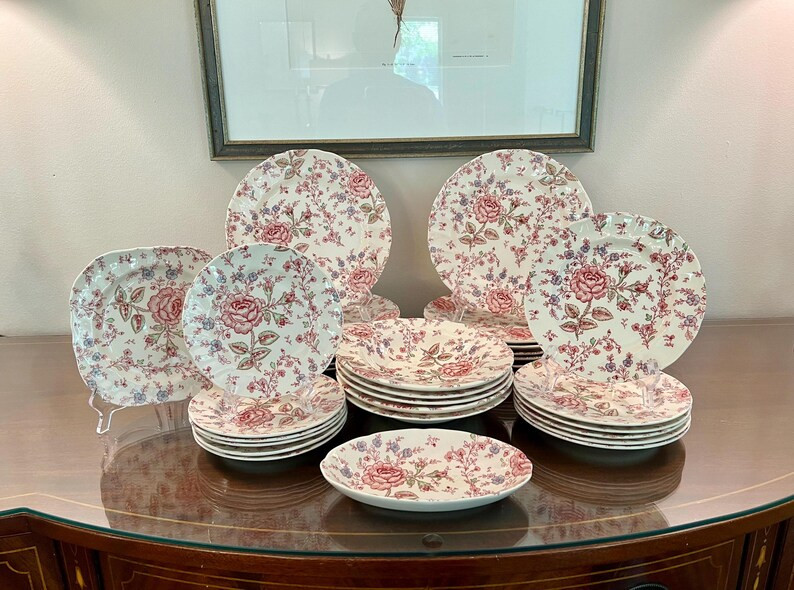 Rose Chintz Pink by Johnson Brothers / England 1883 / Plates / Bowls / Teacups / Vintage Dinnerwa... | Etsy (US)