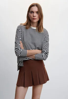 Saia Mango Curta Plissada Marrom | Dafiti (BR)