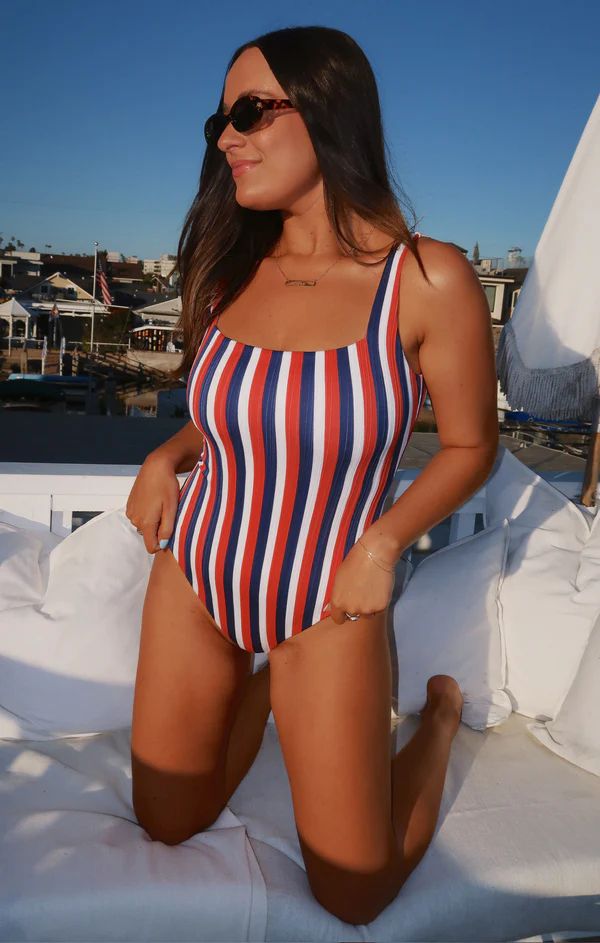 The Ribbed One Piece ~ Americana Stripe Micro Rib | Show Me Your Mumu