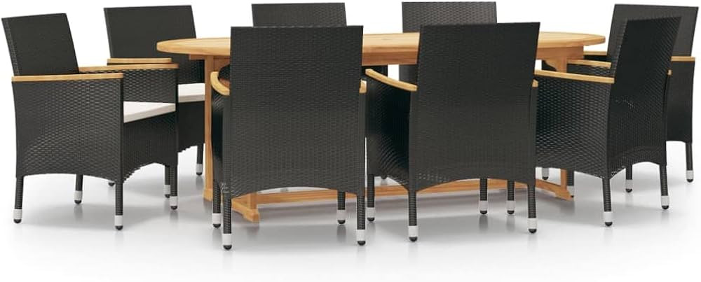 Patio Furniture Sets 9 Piece Patio Dining Set with Cushions Black Outdoor Tables for Conversation... | Amazon (US)