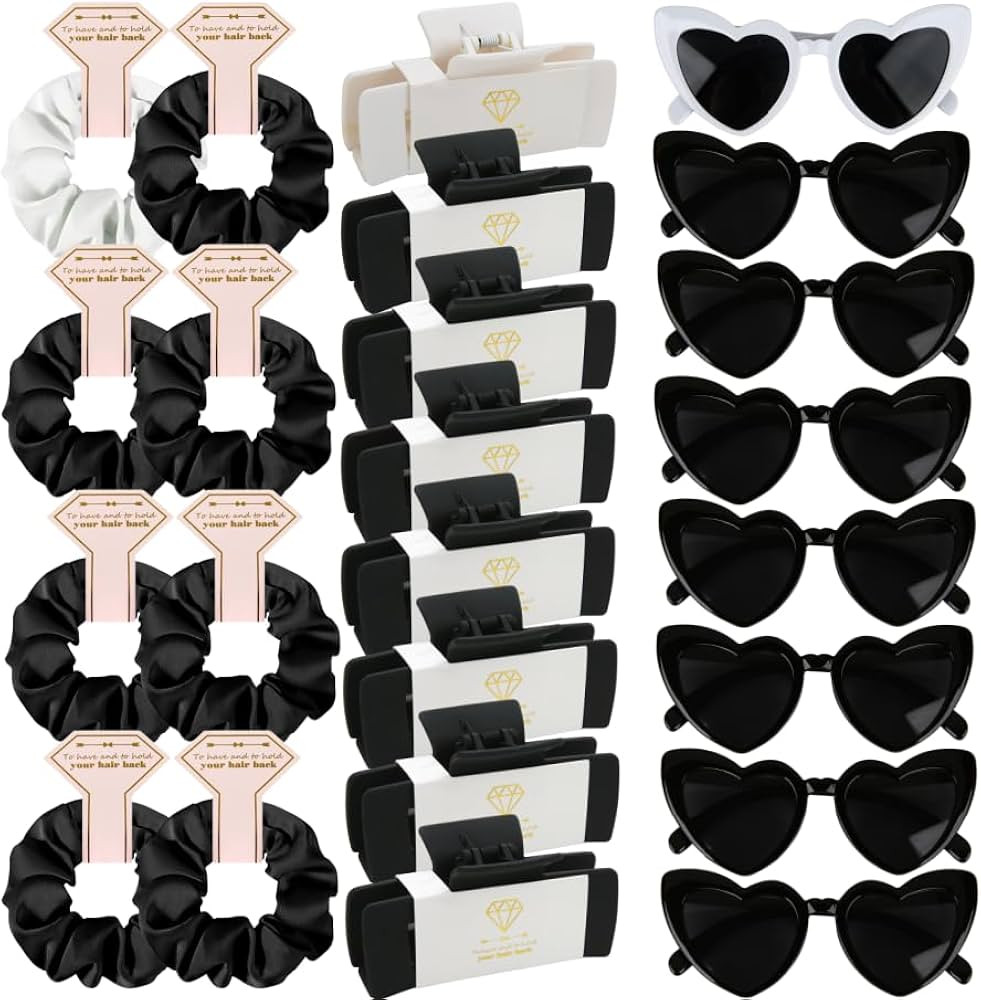 Bridesmaid Scrunchies Proposal Gifts 4.1inch square Hair Claws Bachelorette Hair Clip heart sungl... | Amazon (US)