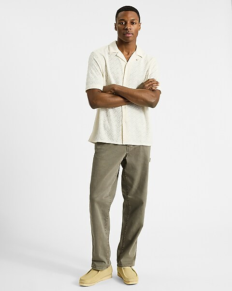 Textured Diamond Short Sleeve Shirt | Express