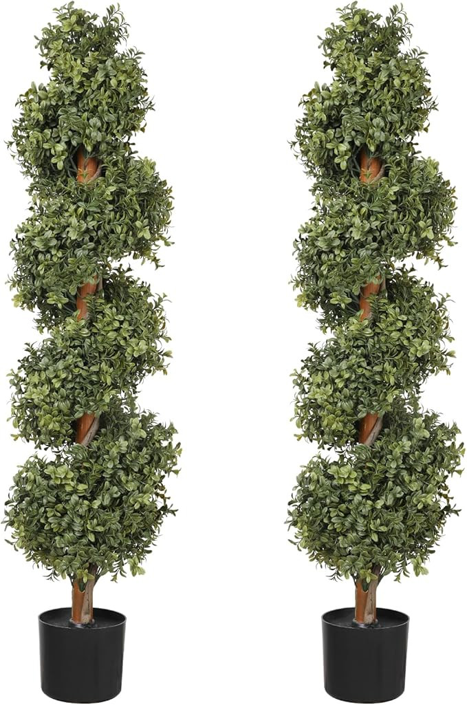 Artificial Boxwood Spiral Topiary Tree - Realistic Outdoor Topiary Trees for Front Porch Decor, D... | Amazon (US)