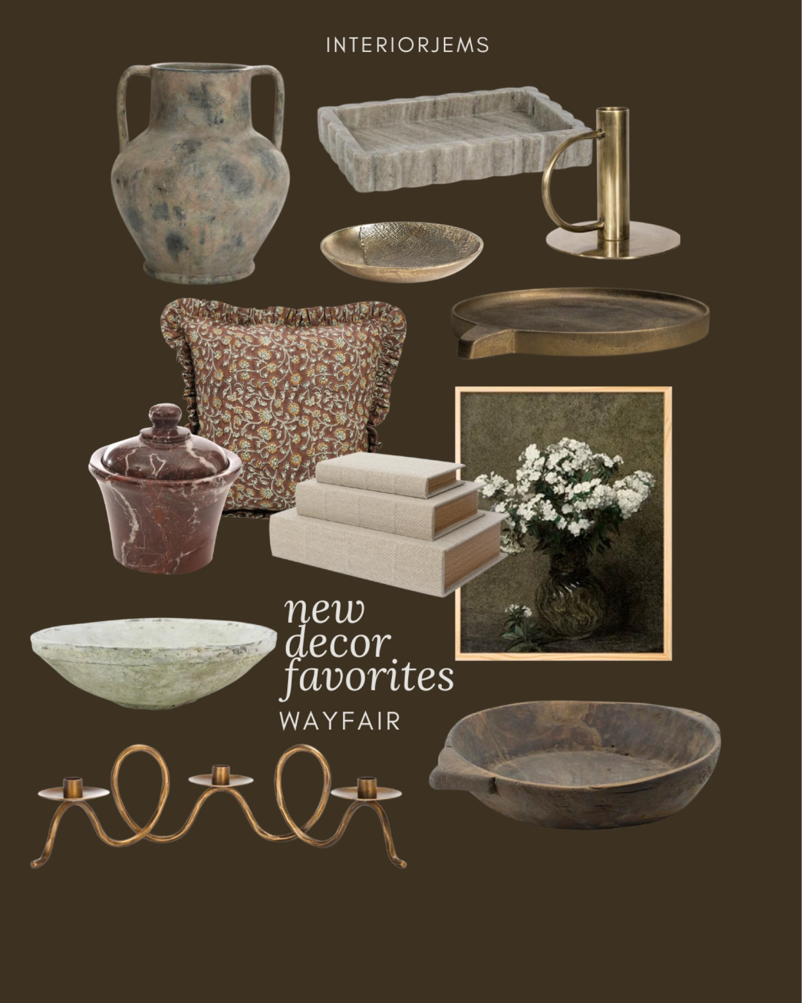 New decor from Wayfair, I had lots of requests as you guys put away Christmas and style your spaces for new decor, framed and ready art, one of the kind, candlestick holder, papier-mâché bowl, marble dish with lid, ruffled, floral pillow, black, print pillow wouldn’t tray new vase

#LTKHome #LTKStyleTip #LTKSaleAlert