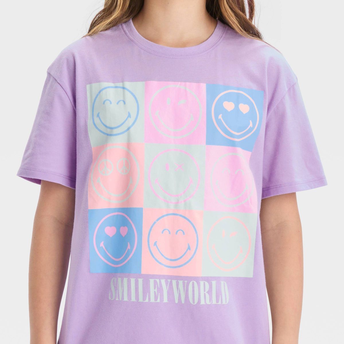 Girls' Oversized 'SmileyWorld' Graphic T-Shirt - art class™ Purple | Target