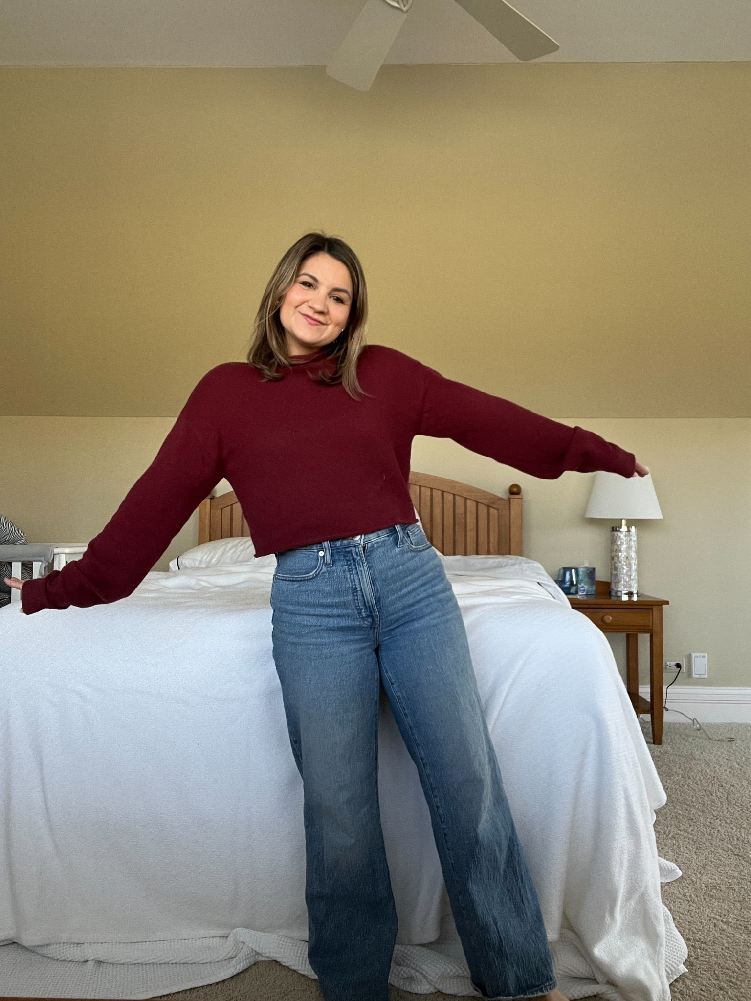 Cropped turtleneck - 25% off, size small
Wide leg jeans - 50% off, size 26 regular 

#LTKCyberWeek #LTKSeasonal #LTKfindsunder100