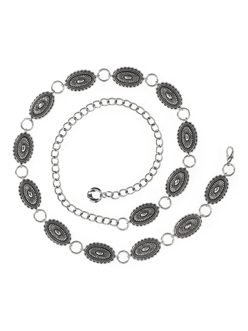 Madden NYC Women's Chain Belt, Silver, Sizes S/M-2X/3X | Walmart (US)