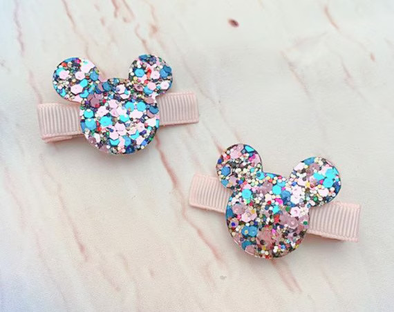 Minnie Mouse Hair Clips Disney Hair clips Pink Glitter | Etsy | Etsy (US)
