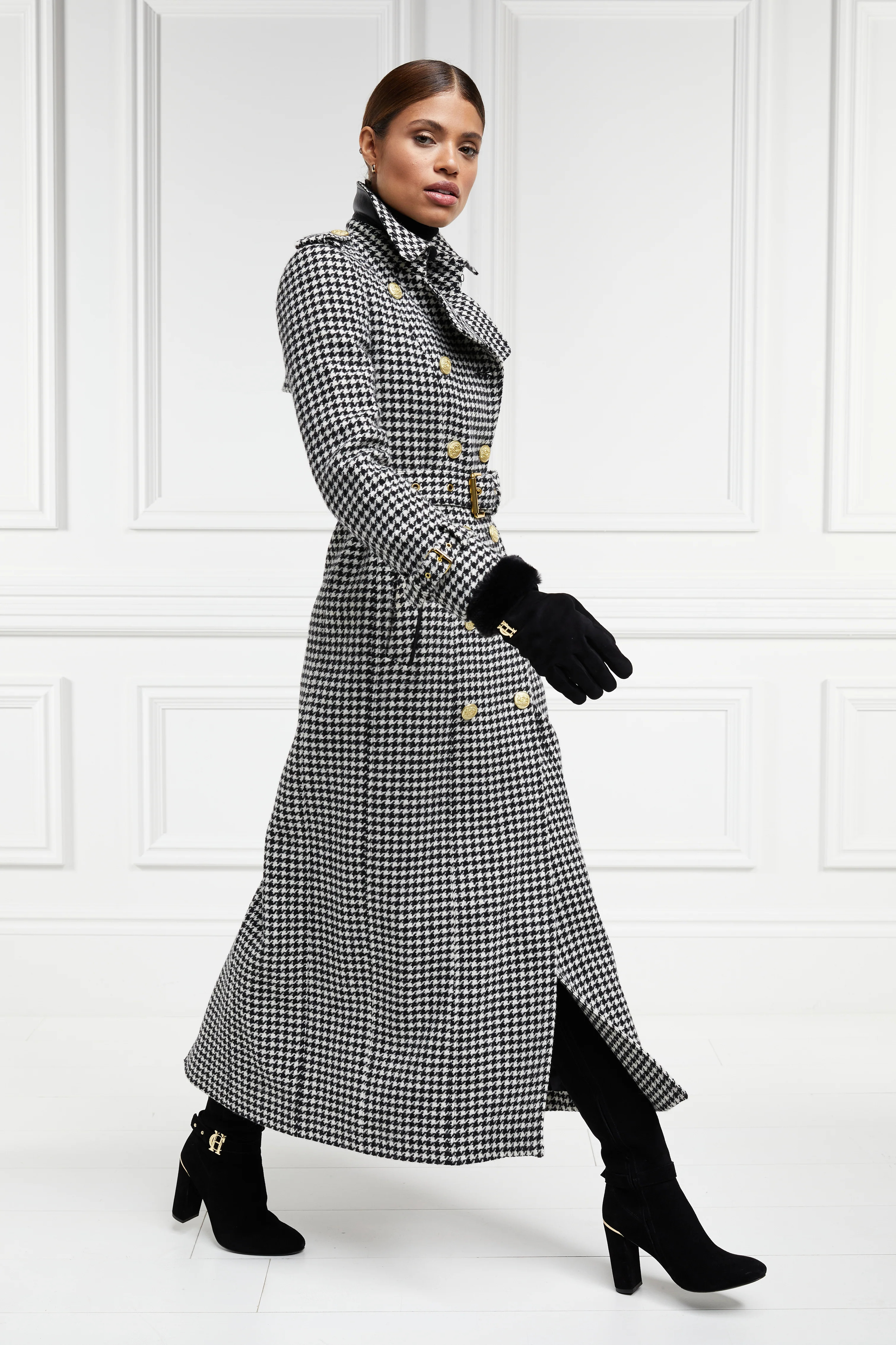 Full Length Marlborough Trench Coat (Houndstooth) | Holland Cooper