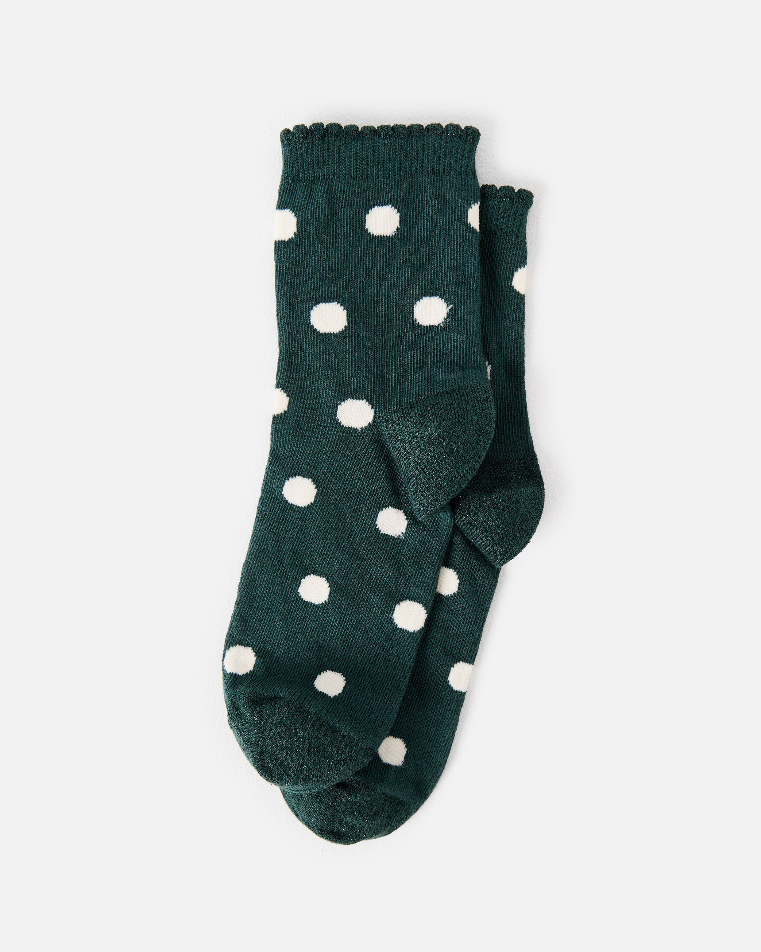 Dark Green & White Polka Dot Ankle Socks | Oliver Bonas (Global)
