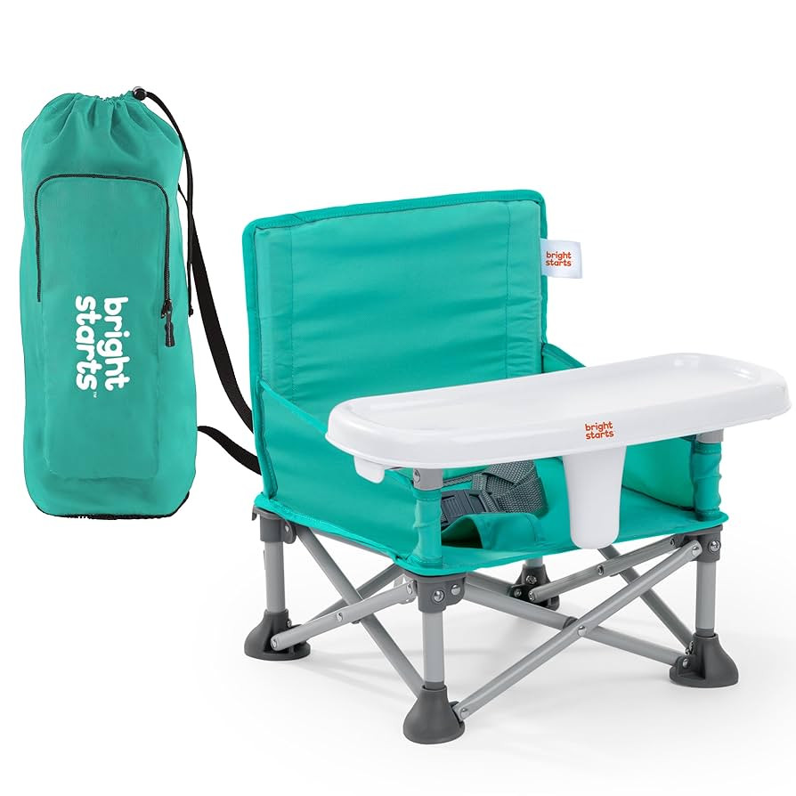 Bright Starts Pop 'N Sit Portable Booster, Indoor/Outdoor Use, Floor Seat with Feeding Tray, Teal... | Amazon (US)