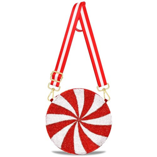 Candy Purse for Women Beaded Candy Cane Lollipop Crossbody Shoulder Bag Candy Costume Outfits Christmas Accessories Gifts (Multicolor B) | Amazon (US)