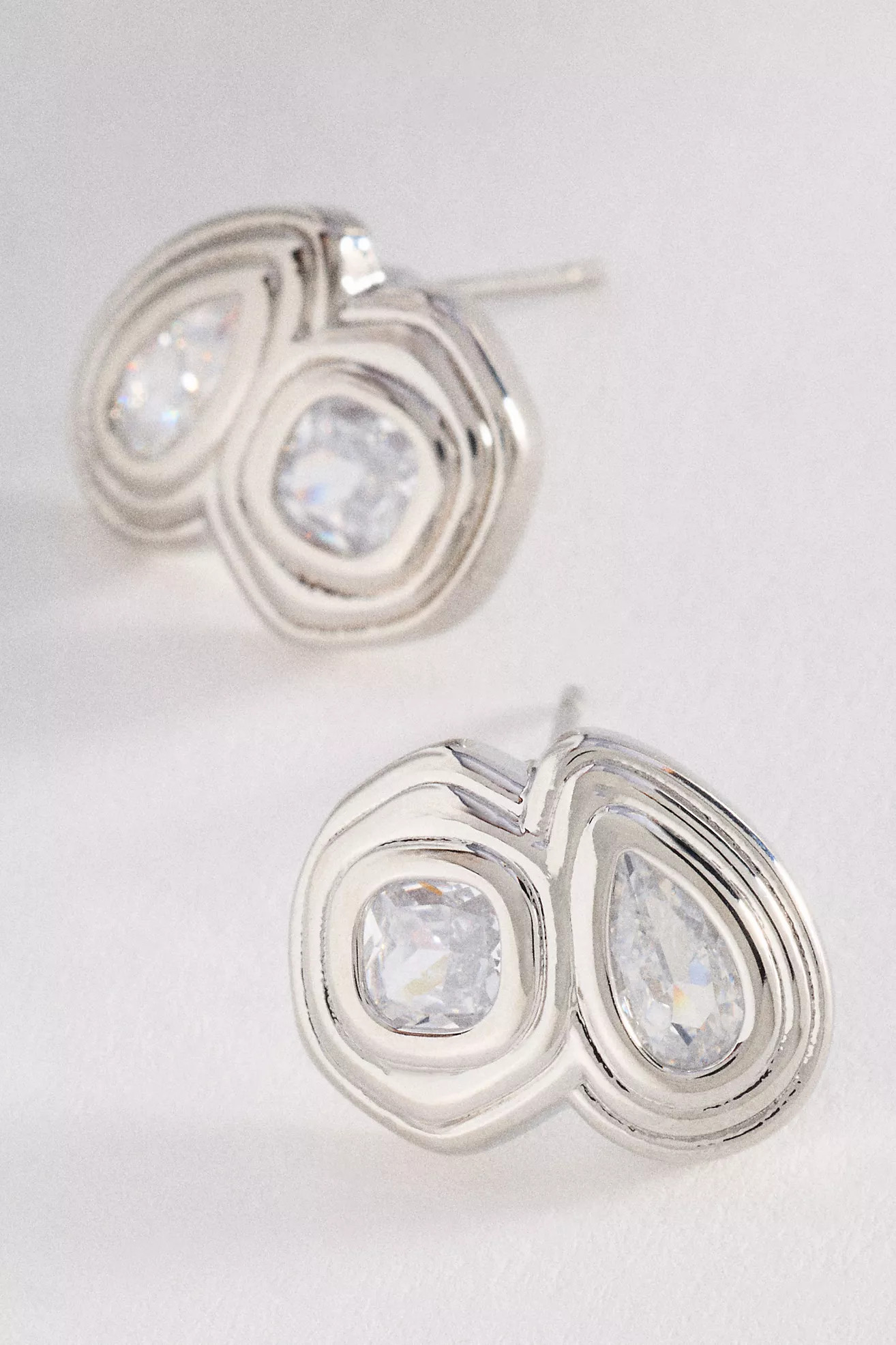 Textured Bezel Crystal Post Earrings | Anthropologie (US)