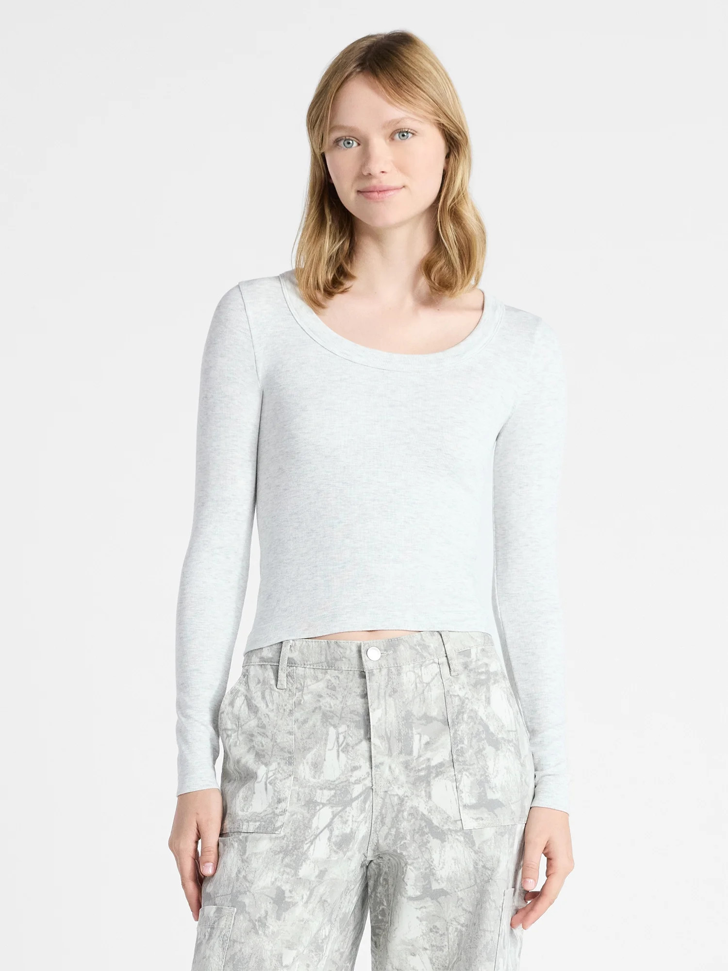 No Boundaries Scoop Neck Seamless Tee, Women's | Walmart (US)