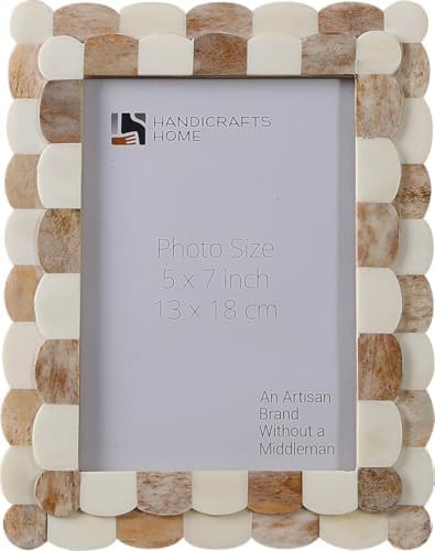 Handicrafts Home 5 by 7 Brown Picture Frame, Handmade Scallop pattern Bone inlay Photo Frame for ... | Amazon (US)