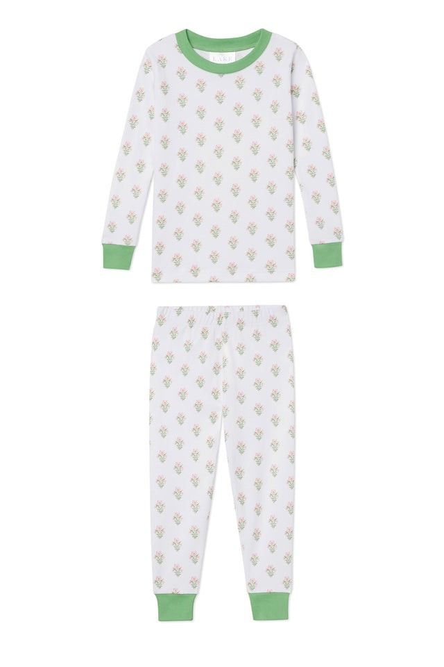 Kids Long-Long Set in Pink Flora | LAKE Pajamas