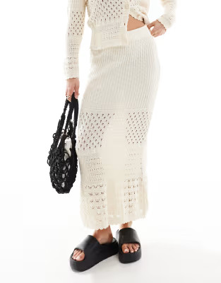 Vero Moda Petite crochet maxi skirt co-ord in cream | ASOS | ASOS (Global)