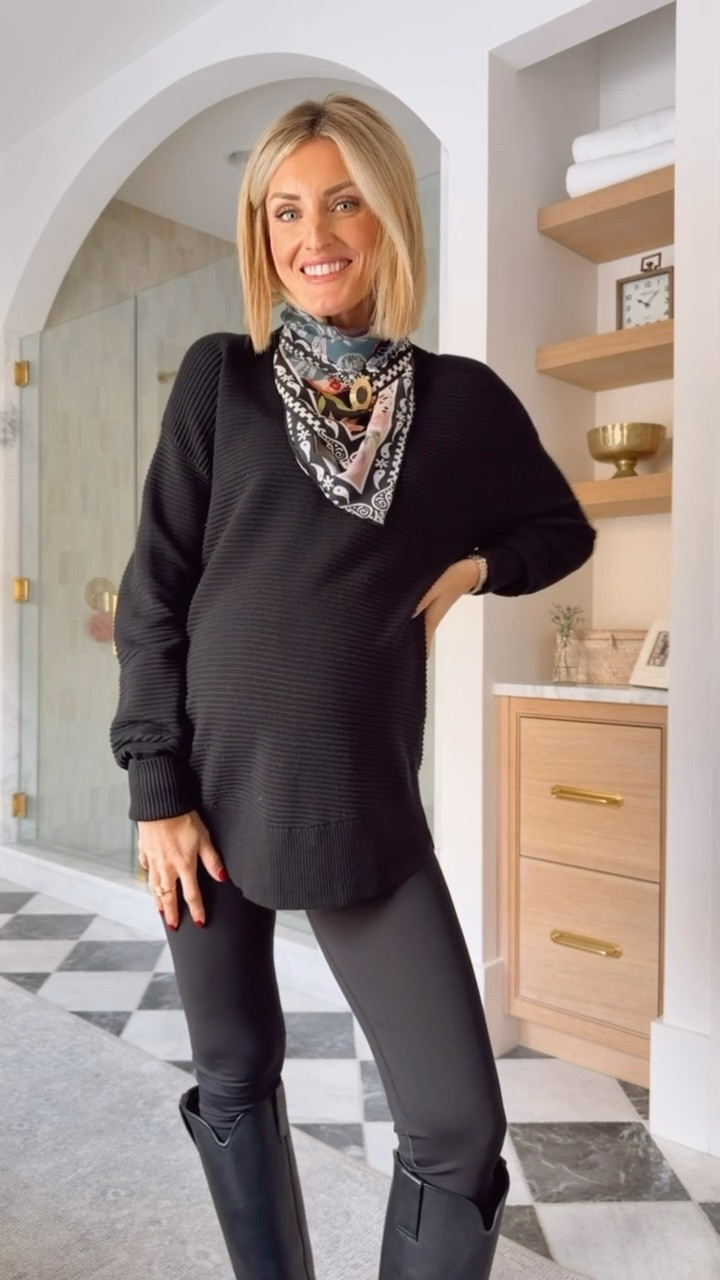 Two ways to style this ribbed black pullover with leggings! I love how versatile this pullover is! I’ve ordered it in several colors! Wearing M in pullover & cardigan!

Loverly Grey, Thanksgiving outfit, fall outfit, ribbed pullover, leggings, cardigan, maternity 

#LTKSeasonal #LTKHoliday