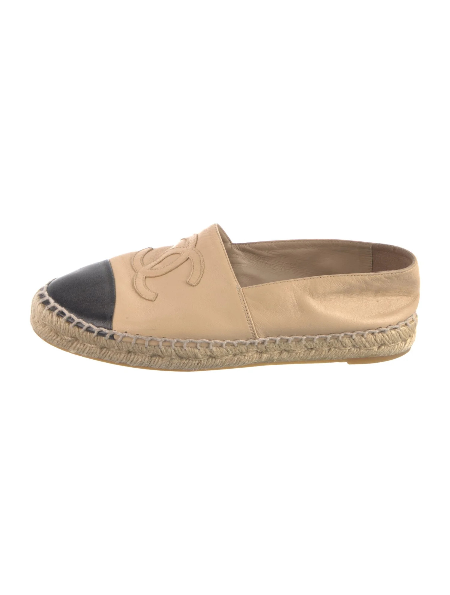 Interlocking CC Logo Leather Espadrilles | The RealReal