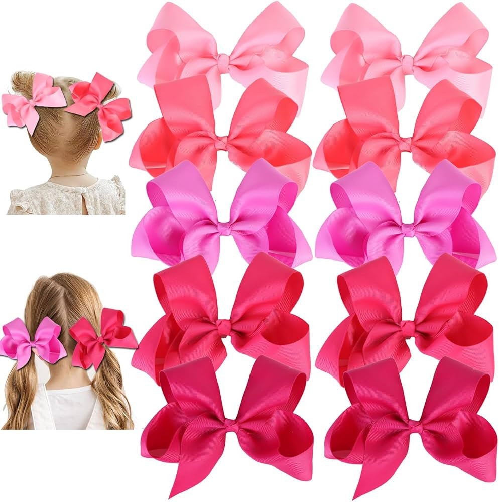 Hair Bows for Girls 10PCS Girls Toddler bows Clips Black Grosgrain Ribbon Alligator Clips Kids Ha... | Amazon (US)