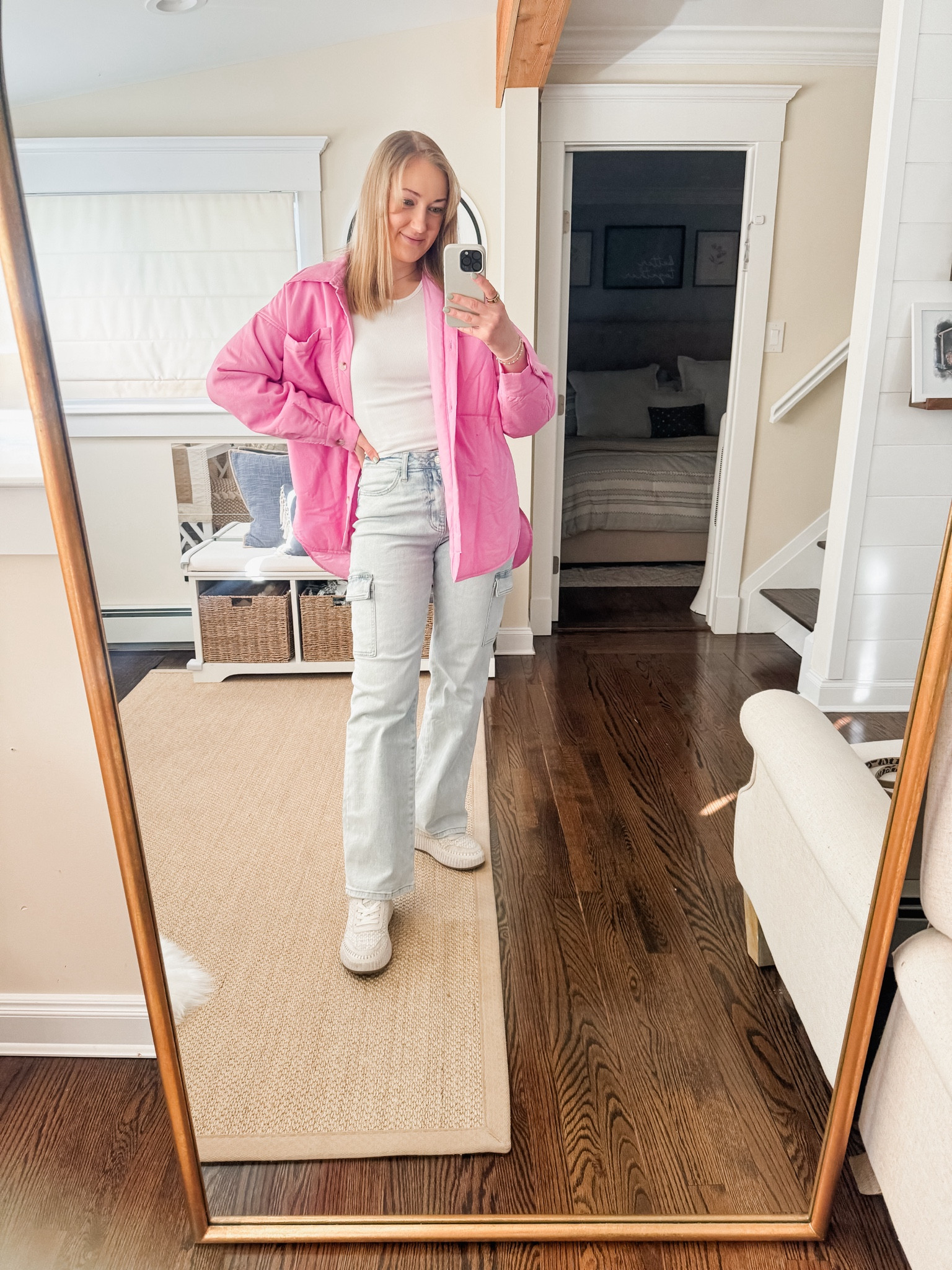 My padded shirt jacket is on sale 40% off making it under $25. It’s a perfect spring transitional piece that will keep you warm in the colder months but can be paired with a t shirt for the warmer months. I absolutely also love these cargo jeans that are still available in limited styles and also 40% off. Use code EXTRA40 to get 40% off on both items. 

Magnolia boutique finds, cargo denim, spring outfit, casual Easter outfit, date night outfit for spring 

#LTKSeasonal #LTKstyletip #LTKfindsunder50