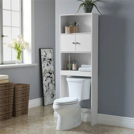 Bathroom Cabinet Over the Toilet with 3-Shelves and 2-Doors Cabinet, Powder Room/ Laundry Room/ Bath | Walmart (US)
