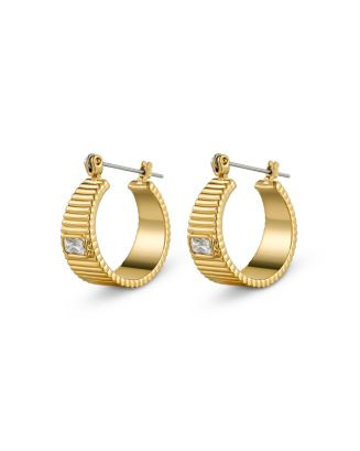Francois Cubic Zirconia Ridged Hoop Earrings in 14K Gold Plated | Bloomingdale's (US)