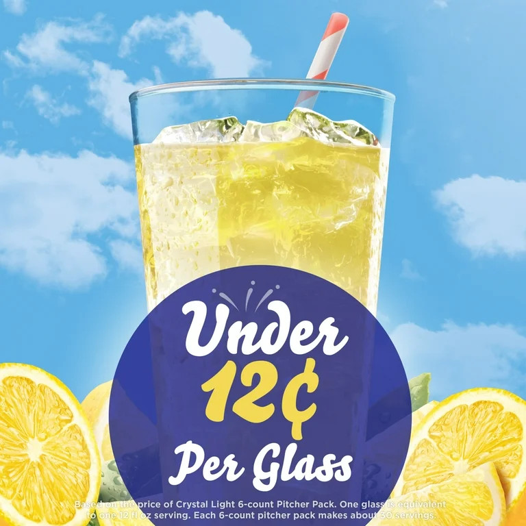 Crystal Light Lemonade Sugar Free Drink Mix Caffeine Free, 6 ct Pitcher Packets | Walmart (US)