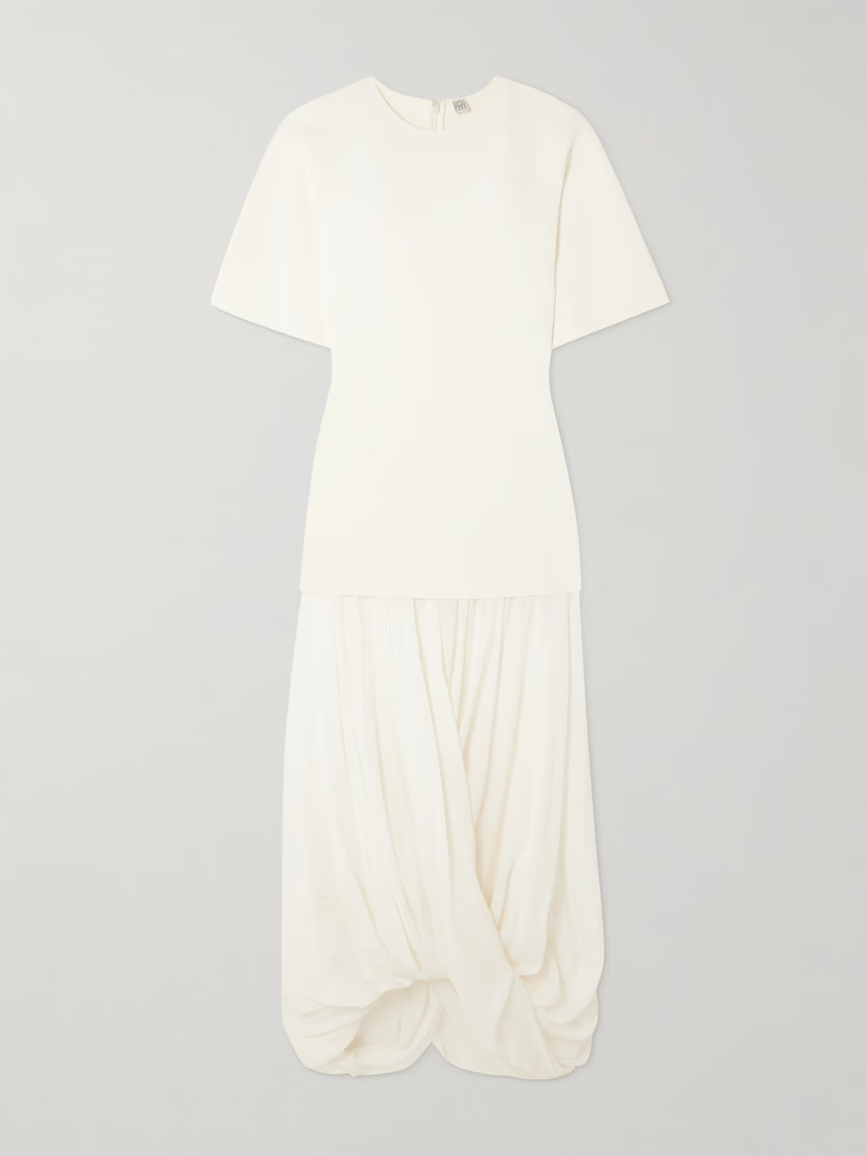 TOTEME - Cocoon Draped Voile-paneled Knitted Maxi Dress - White | NET-A-PORTER (US)