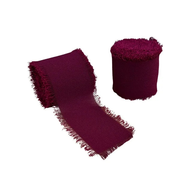 Burgundy Chiffon Ribbon for Crafts - 1 1/2" x 5 Yards, 2 Rolls, Wedding, Reception, Valentine's D... | Walmart (US)
